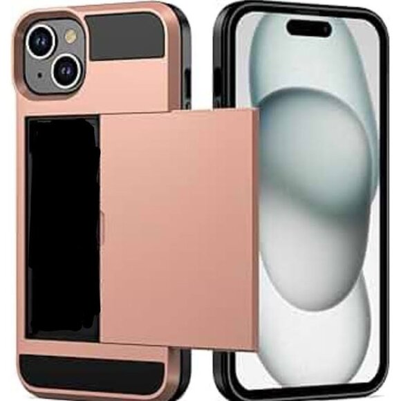 Vofolen Iphone Case NEW Rose Gold With Card Holder/ Money Slot -Shockproof - Picture 1 of 7